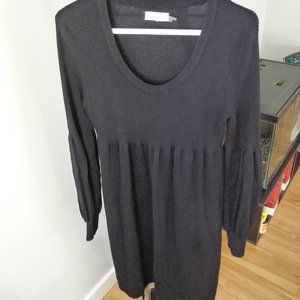 CALVIN KLEIN  merino wool blend black midi dress buff sleeves size M NEW NO TAG…